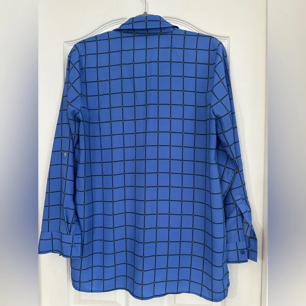 Michael Kors Blue Grid Pattern Top #tometogirl Fmedtersnean #summer
